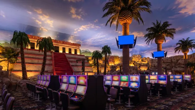 Tropical-themed hall inside Club Regent Casino